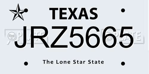 JRZ5665 Texas License Plate