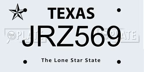 JRZ569 Texas License Plate