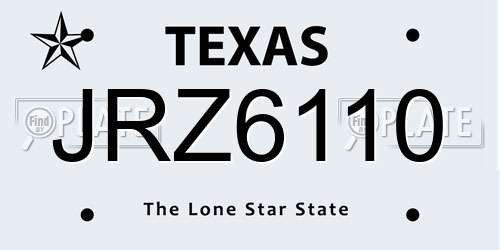 JRZ6110 Texas License Plate