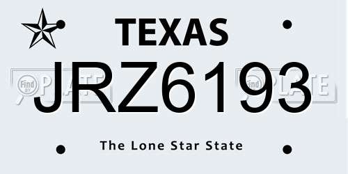 JRZ6193 Texas License Plate