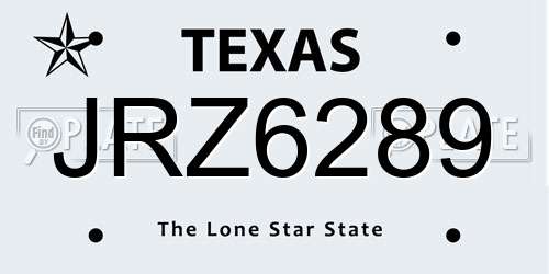 JRZ6289 Texas License Plate