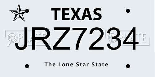 JRZ7234 Texas License Plate