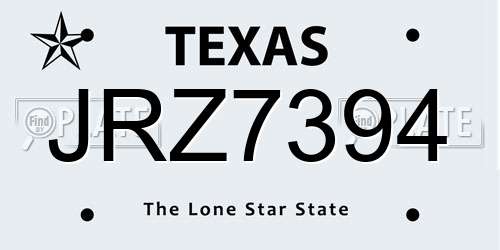 JRZ7394 Texas License Plate