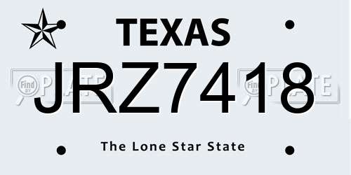 JRZ7418 Texas License Plate