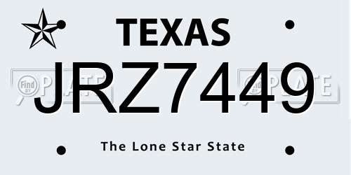 JRZ7449 Texas License Plate