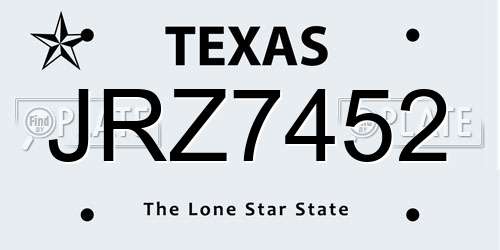 JRZ7452 Texas License Plate