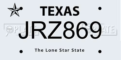 JRZ869 Texas License Plate