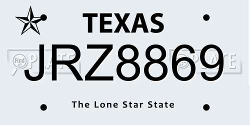 JRZ8869 Texas License Plate