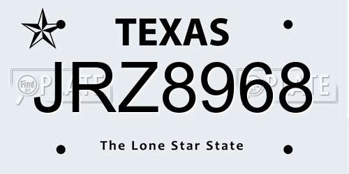 JRZ8968 Texas License Plate