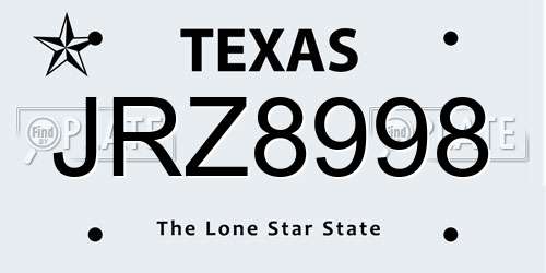 JRZ8998 Texas License Plate
