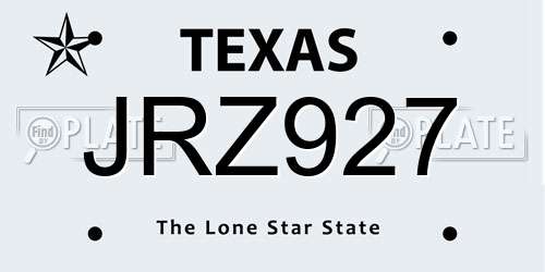 JRZ927 Texas License Plate