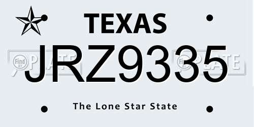 JRZ9335 Texas License Plate