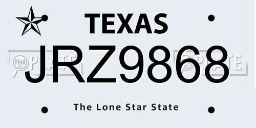 JRZ9868 Texas License Plate