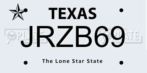 JRZB69 Texas License Plate