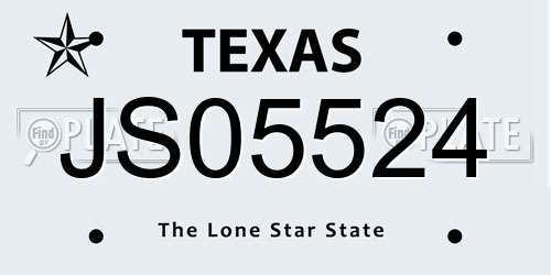 JS05524 Texas License Plate