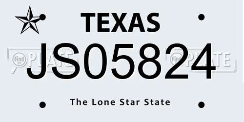JS05824 Texas License Plate