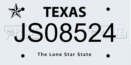 JS08524 Texas License Plate