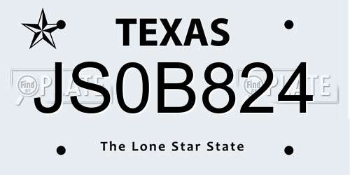 JS0B824 Texas License Plate