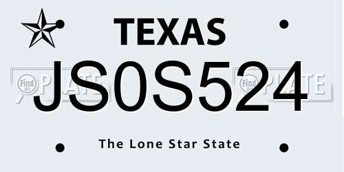 JS0S524 Texas License Plate