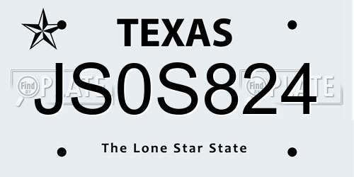 JS0S824 Texas License Plate