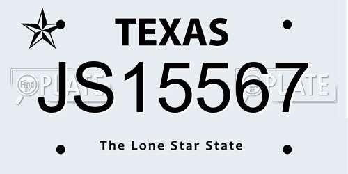 JS15567 Texas License Plate