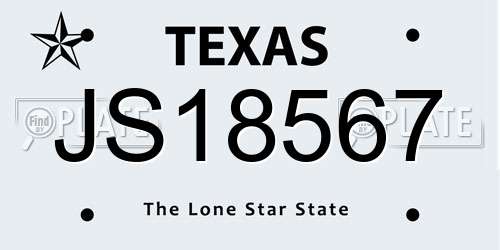 JS18567 Texas License Plate