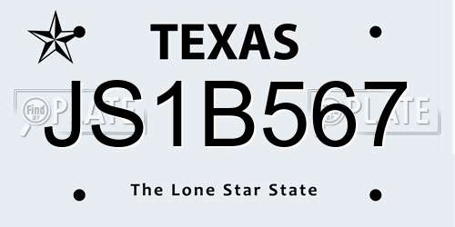 JS1B567 Texas License Plate