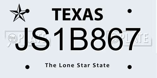 JS1B867 Texas License Plate