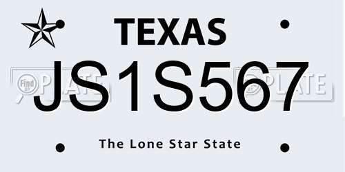 JS1S567 Texas License Plate