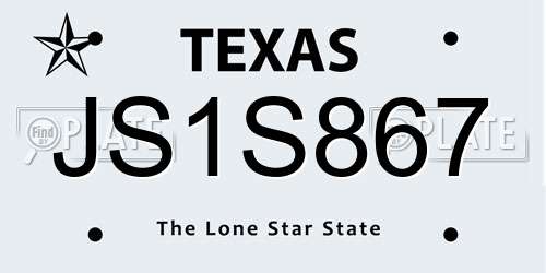 JS1S867 Texas License Plate