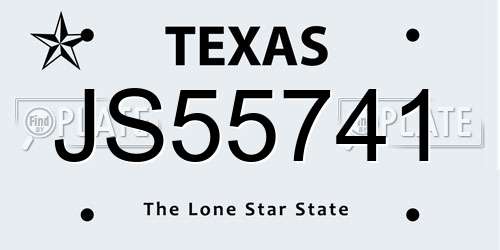 JS55741 Texas License Plate