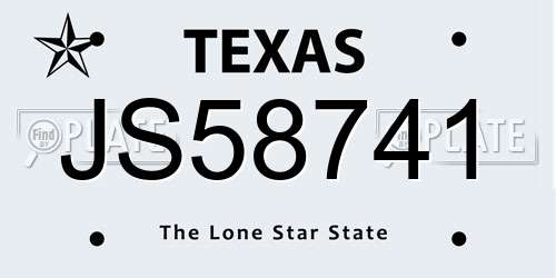 JS58741 Texas License Plate