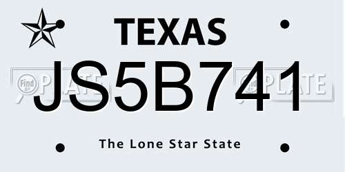 JS5B741 Texas License Plate