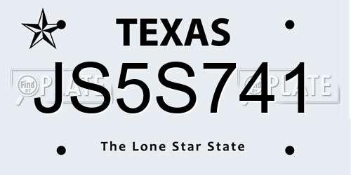 JS5S741 Texas License Plate