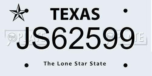 JS62599 Texas License Plate