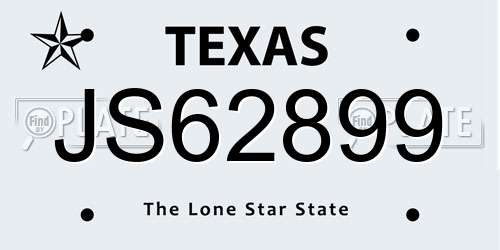 JS62899 Texas License Plate