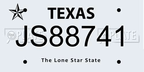 JS88741 Texas License Plate
