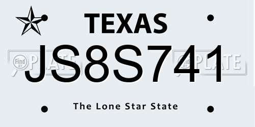 JS8S741 Texas License Plate