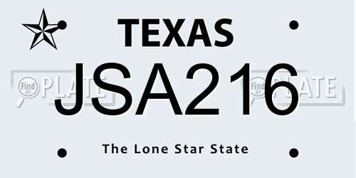 JSA216 Texas License Plate