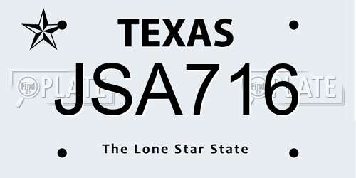 JSA716 Texas License Plate