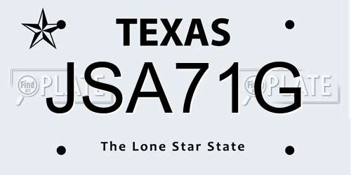 JSA71G Texas License Plate