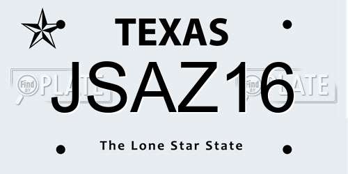 JSAZ16 Texas License Plate