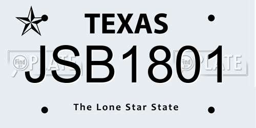 JSB1801 Texas License Plate