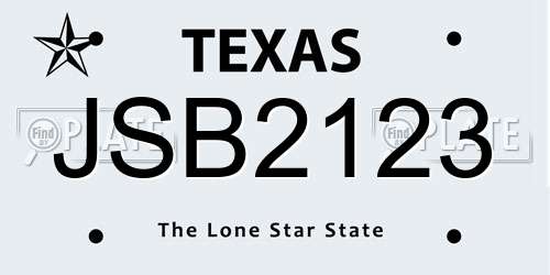 JSB2123 Texas License Plate