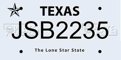 JSB2235 Texas License Plate
