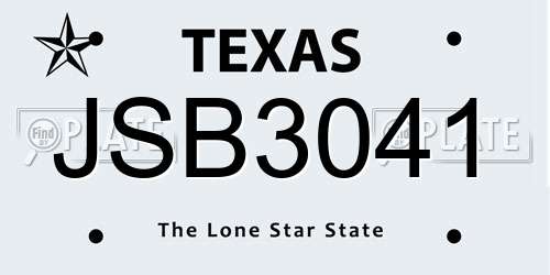 JSB3041 Texas License Plate