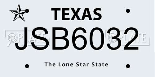 JSB6032 Texas License Plate