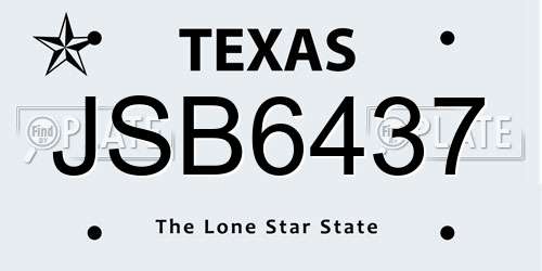JSB6437 Texas License Plate