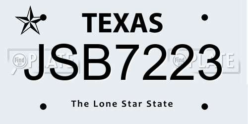 JSB7223 Texas License Plate