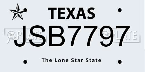 JSB7797 Texas License Plate